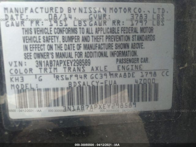 Photo 8 VIN: 3N1AB7APXEY298589 - NISSAN SENTRA 