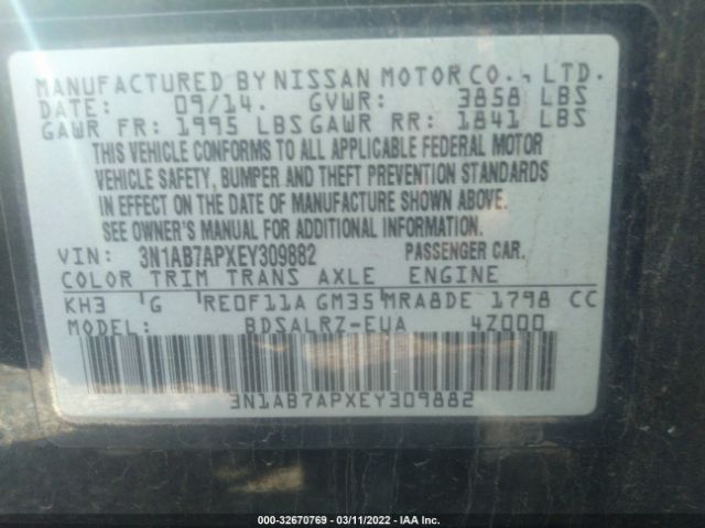 Photo 8 VIN: 3N1AB7APXEY309882 - NISSAN SENTRA 