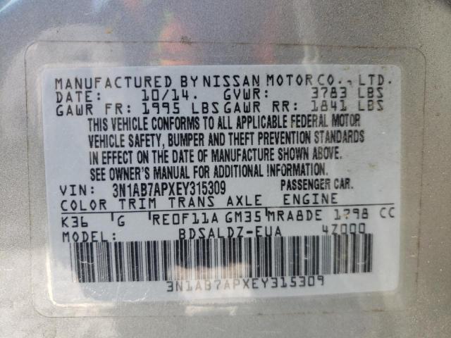 Photo 9 VIN: 3N1AB7APXEY315309 - NISSAN SENTRA S 