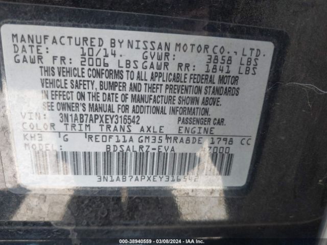 Photo 8 VIN: 3N1AB7APXEY316542 - NISSAN SENTRA 