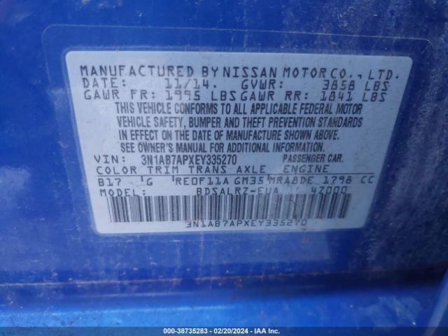 Photo 8 VIN: 3N1AB7APXEY335270 - NISSAN SENTRA 