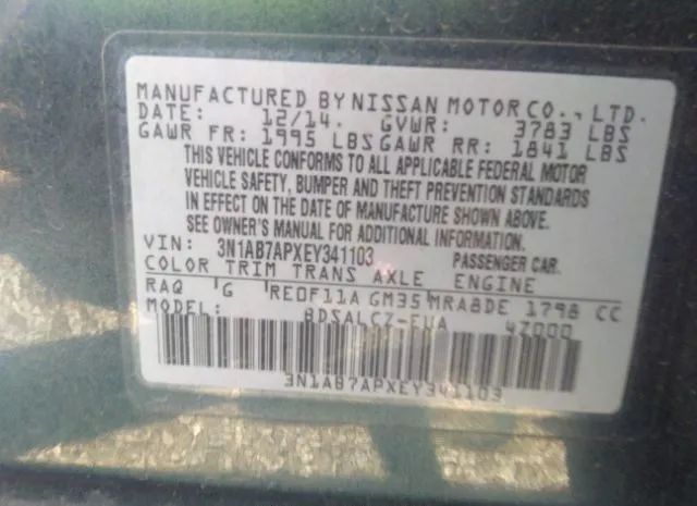 Photo 8 VIN: 3N1AB7APXEY341103 - NISSAN SENTRA 