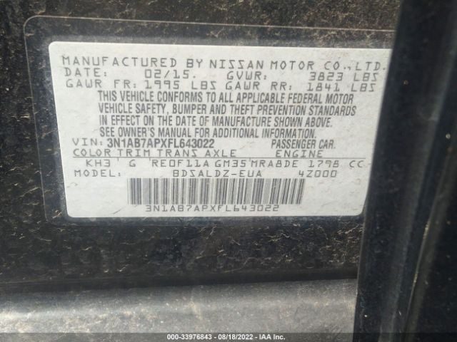 Photo 8 VIN: 3N1AB7APXFL643022 - NISSAN SENTRA 