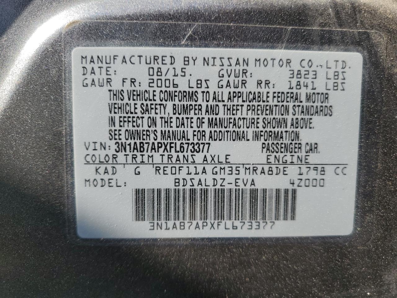 Photo 11 VIN: 3N1AB7APXFL673377 - NISSAN SENTRA 