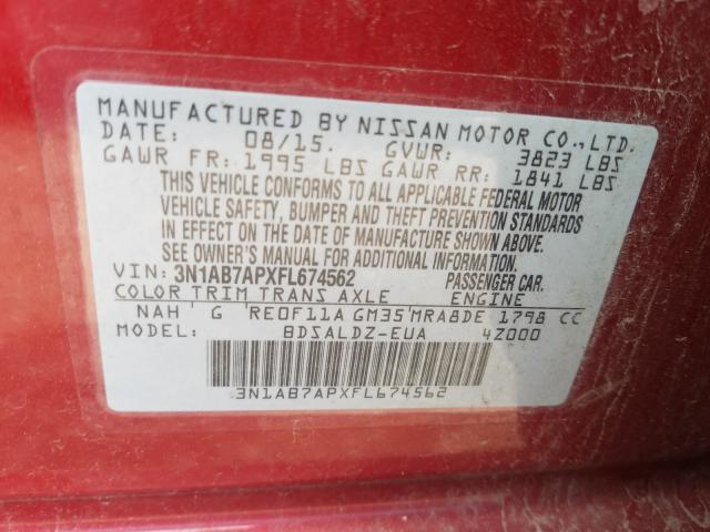 Photo 9 VIN: 3N1AB7APXFL674562 - NISSAN SENTRA S 