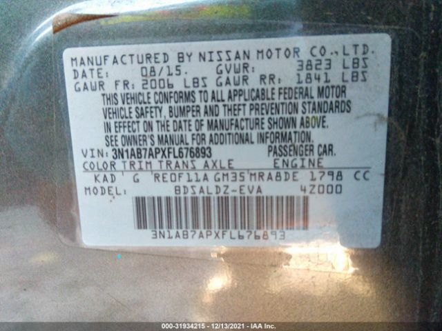 Photo 8 VIN: 3N1AB7APXFL676893 - NISSAN SENTRA 