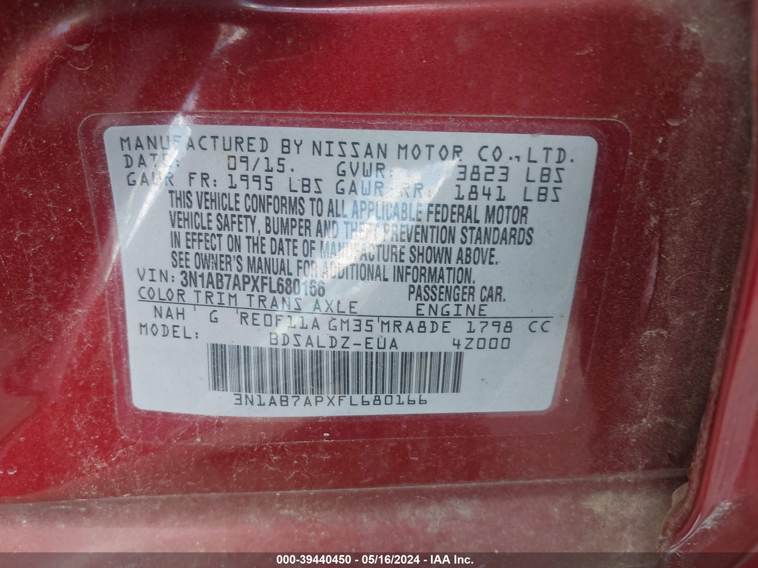 Photo 8 VIN: 3N1AB7APXFL680166 - NISSAN SENTRA 