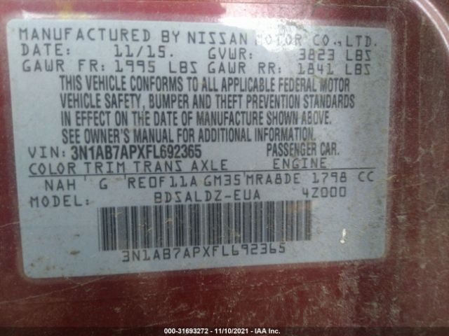 Photo 8 VIN: 3N1AB7APXFL692365 - NISSAN SENTRA 