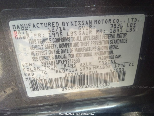 Photo 8 VIN: 3N1AB7APXFY217530 - NISSAN SENTRA 