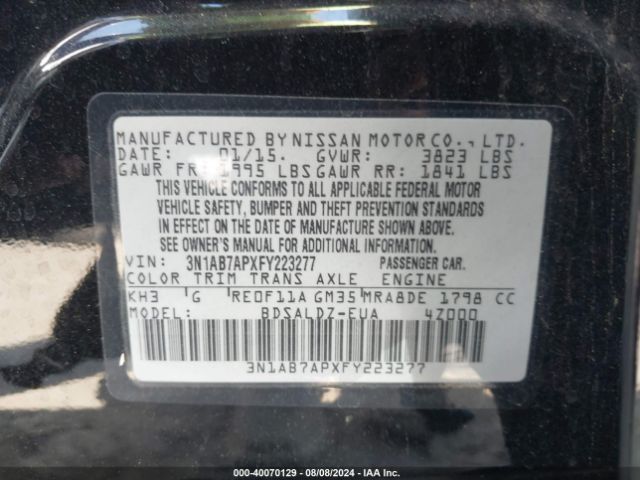 Photo 8 VIN: 3N1AB7APXFY223277 - NISSAN SENTRA 