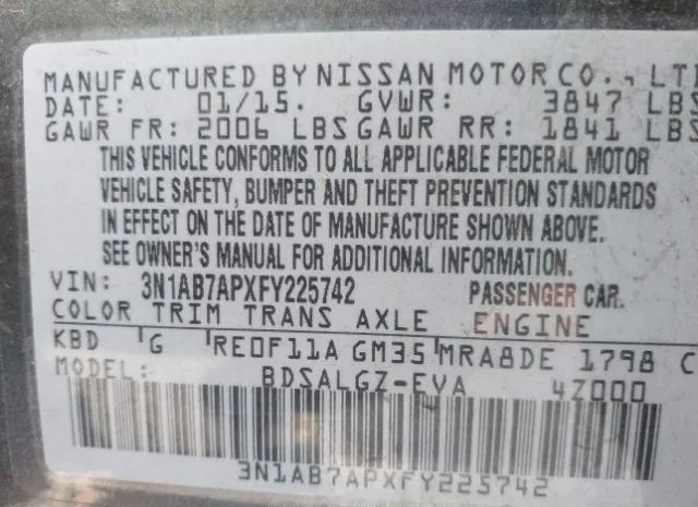 Photo 8 VIN: 3N1AB7APXFY225742 - NISSAN SENTRA 