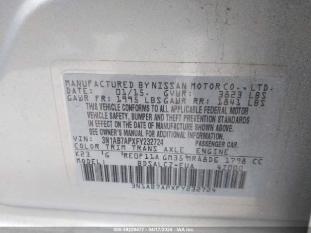 Photo 8 VIN: 3N1AB7APXFY232724 - NISSAN SENTRA 