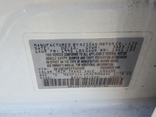 Photo 9 VIN: 3N1AB7APXFY240466 - NISSAN SENTRA S 