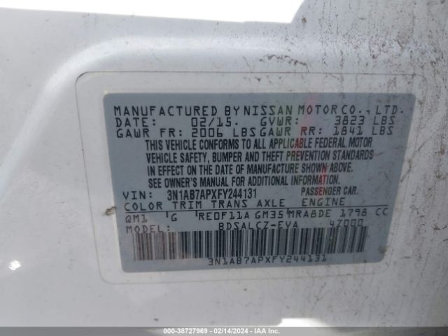 Photo 8 VIN: 3N1AB7APXFY244131 - NISSAN SENTRA 