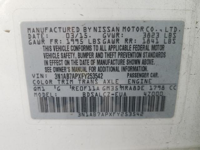 Photo 9 VIN: 3N1AB7APXFY253542 - NISSAN SENTRA S 