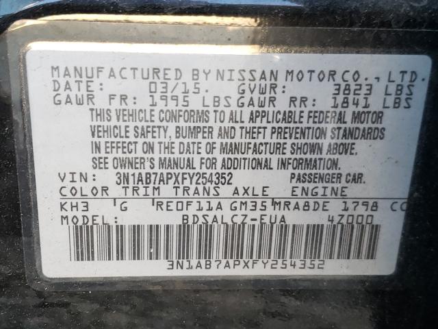 Photo 9 VIN: 3N1AB7APXFY254352 - NISSAN SENTRA S 