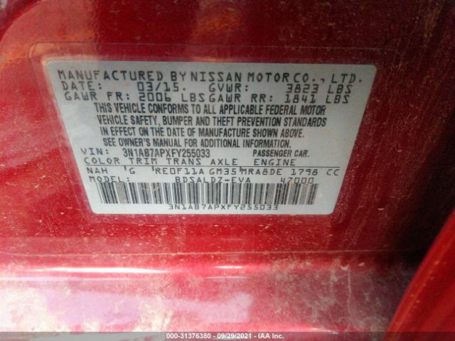 Photo 8 VIN: 3N1AB7APXFY255033 - NISSAN SENTRA 