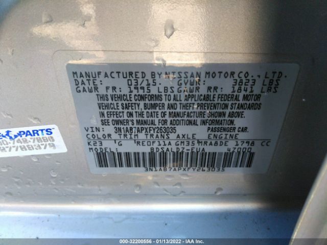 Photo 8 VIN: 3N1AB7APXFY263035 - NISSAN SENTRA 