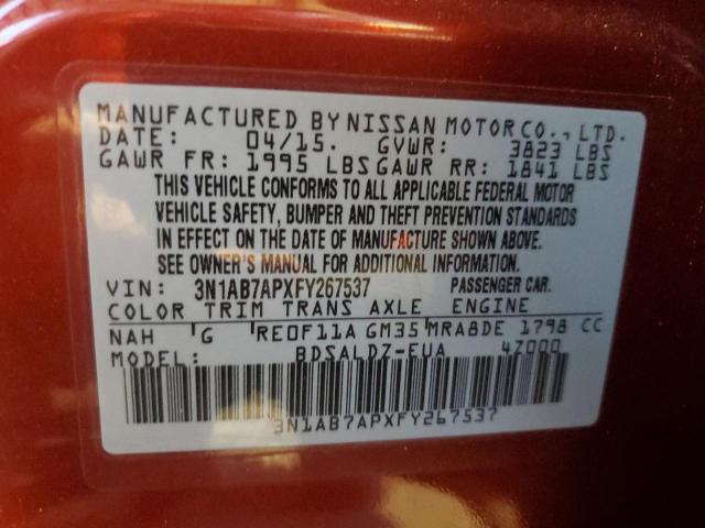 Photo 9 VIN: 3N1AB7APXFY267537 - NISSAN SENTRA S 