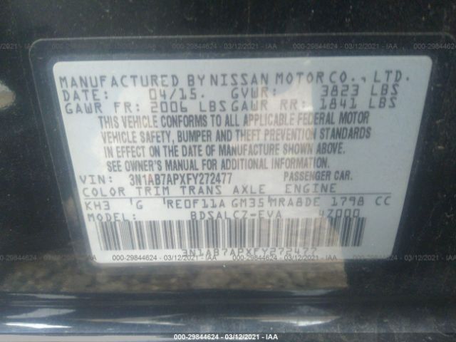 Photo 8 VIN: 3N1AB7APXFY272477 - NISSAN SENTRA 