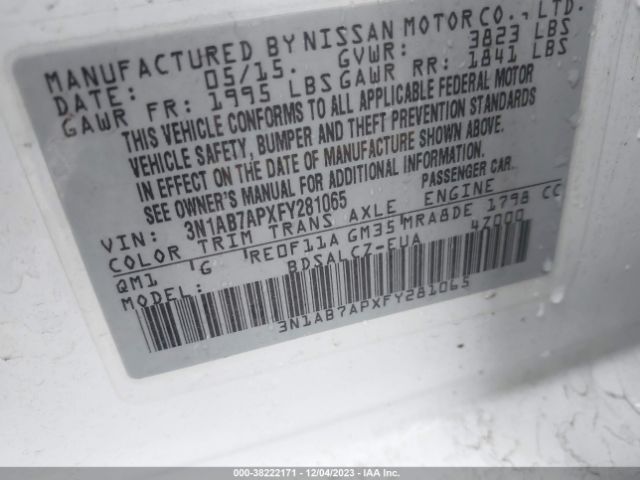 Photo 8 VIN: 3N1AB7APXFY281065 - NISSAN SENTRA 