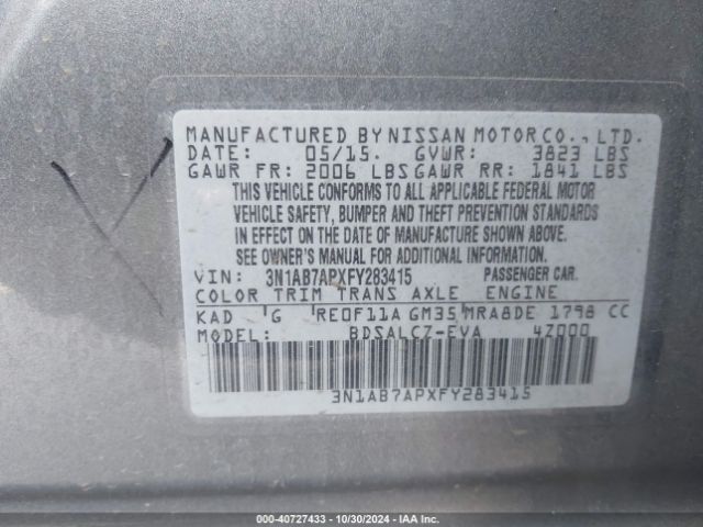 Photo 8 VIN: 3N1AB7APXFY283415 - NISSAN SENTRA 