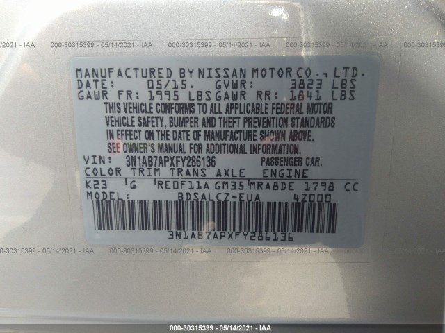 Photo 8 VIN: 3N1AB7APXFY286136 - NISSAN SENTRA 