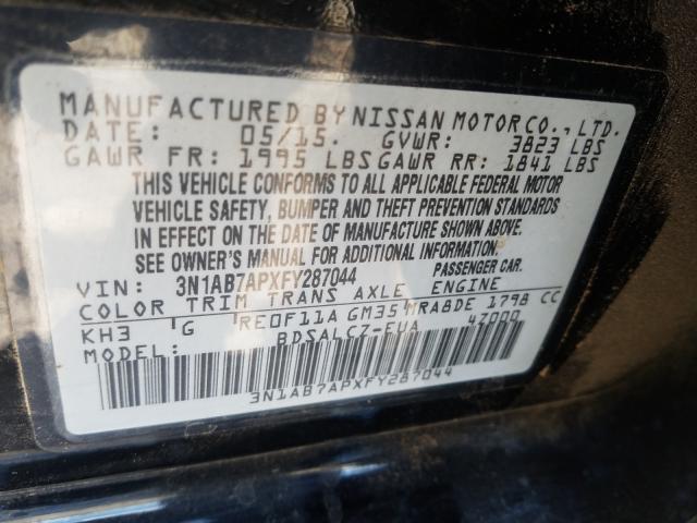 Photo 9 VIN: 3N1AB7APXFY287044 - NISSAN SENTRA S 