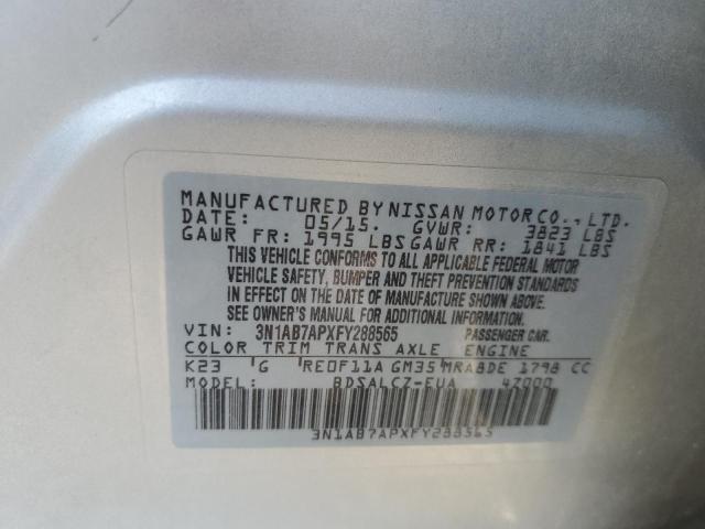 Photo 11 VIN: 3N1AB7APXFY288565 - NISSAN SENTRA S 