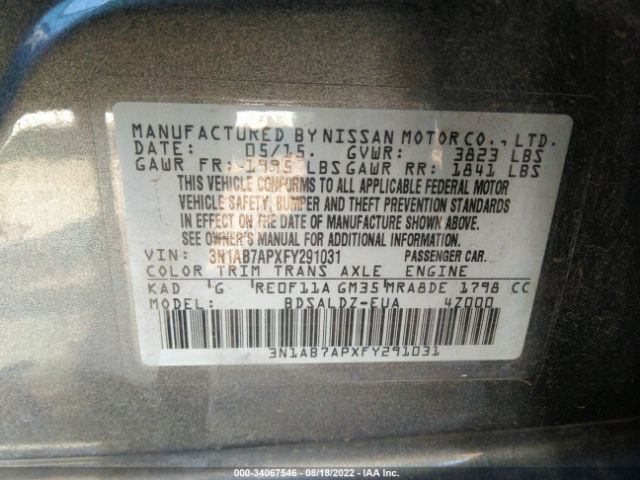 Photo 8 VIN: 3N1AB7APXFY291031 - NISSAN SENTRA 