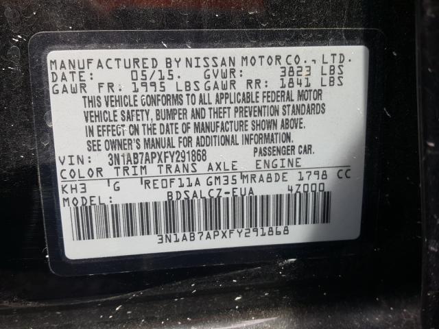 Photo 9 VIN: 3N1AB7APXFY291868 - NISSAN SENTRA S 