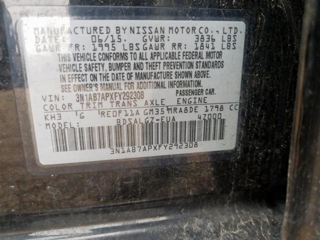 Photo 9 VIN: 3N1AB7APXFY292308 - NISSAN SENTRA S 