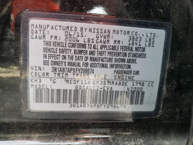 Photo 9 VIN: 3N1AB7APXFY298674 - NISSAN SENTRA S 