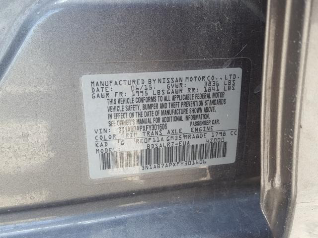 Photo 9 VIN: 3N1AB7APXFY301606 - NISSAN SENTRA S 