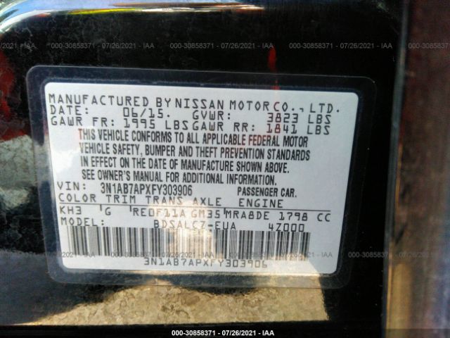 Photo 8 VIN: 3N1AB7APXFY303906 - NISSAN SENTRA 