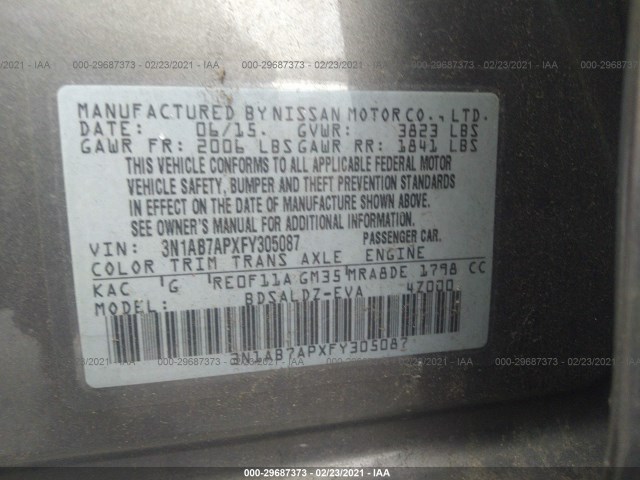 Photo 8 VIN: 3N1AB7APXFY305087 - NISSAN SENTRA 