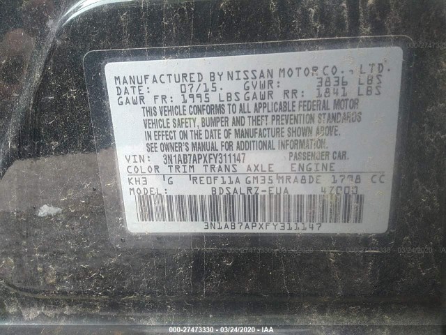 Photo 8 VIN: 3N1AB7APXFY311147 - NISSAN SENTRA 