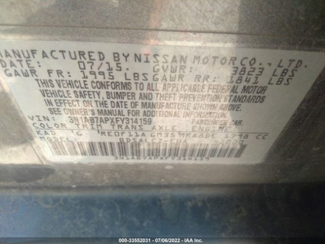 Photo 8 VIN: 3N1AB7APXFY314159 - NISSAN SENTRA 