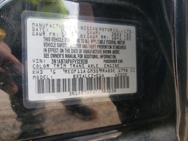 Photo 9 VIN: 3N1AB7APXFY323038 - NISSAN SENTRA S 