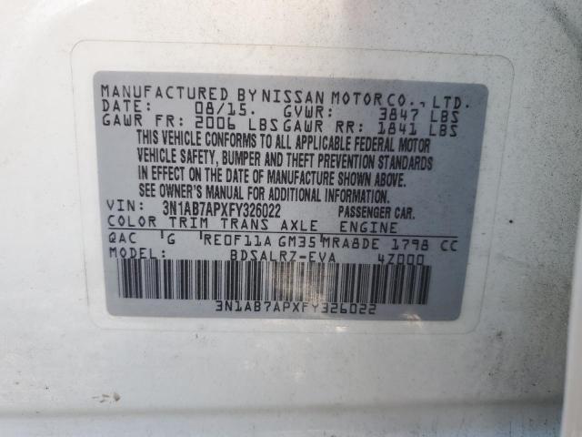 Photo 11 VIN: 3N1AB7APXFY326022 - NISSAN SENTRA S 