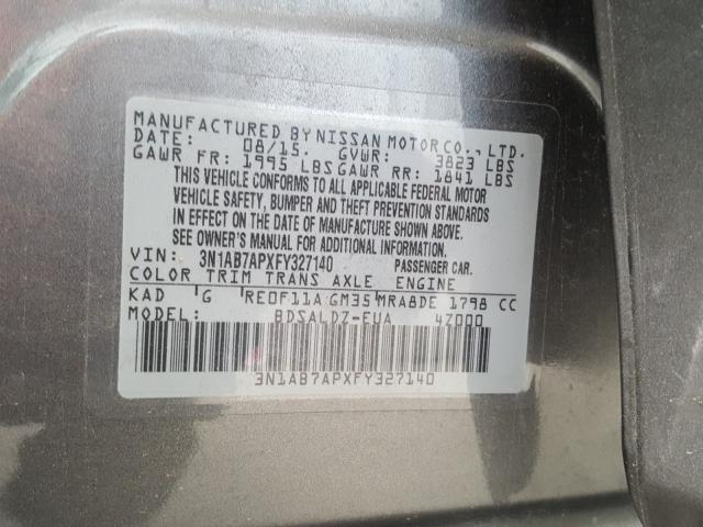 Photo 9 VIN: 3N1AB7APXFY327140 - NISSAN SENTRA S 