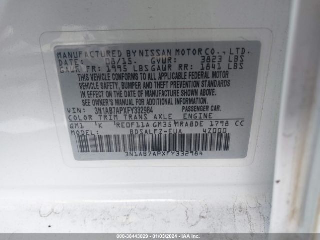 Photo 8 VIN: 3N1AB7APXFY332984 - NISSAN SENTRA 