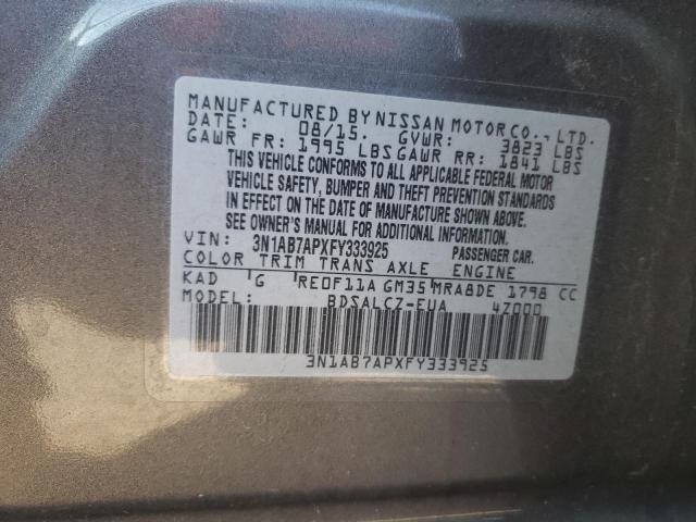 Photo 9 VIN: 3N1AB7APXFY333925 - NISSAN SENTRA S 