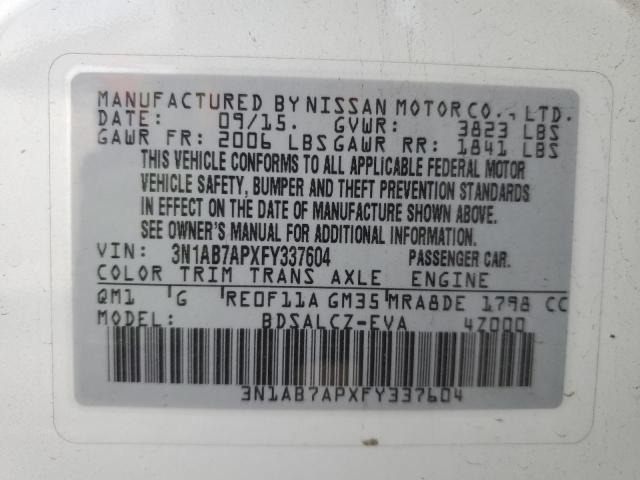 Photo 12 VIN: 3N1AB7APXFY337604 - NISSAN SENTRA S 