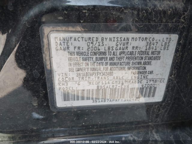 Photo 8 VIN: 3N1AB7APXFY342480 - NISSAN SENTRA 