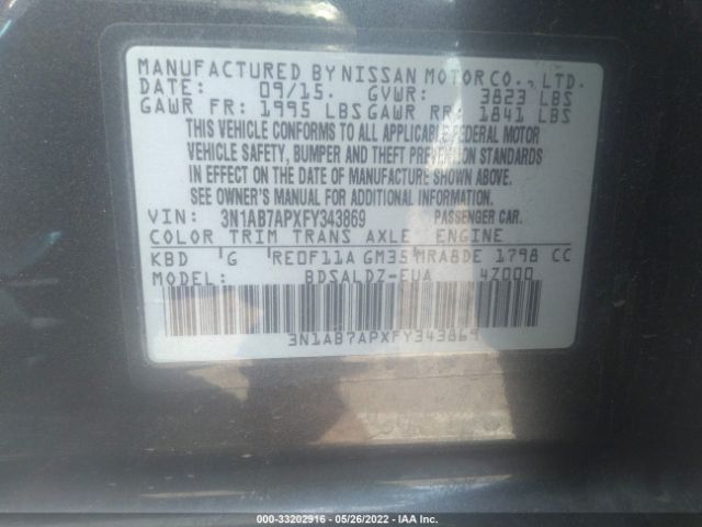 Photo 8 VIN: 3N1AB7APXFY343869 - NISSAN SENTRA 