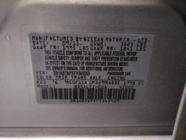 Photo 9 VIN: 3N1AB7APXFY345959 - NISSAN SENTRA S 