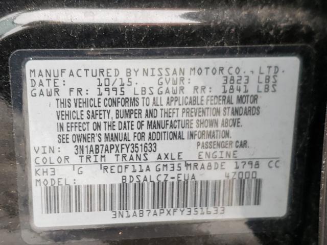 Photo 9 VIN: 3N1AB7APXFY351633 - NISSAN SENTRA S 