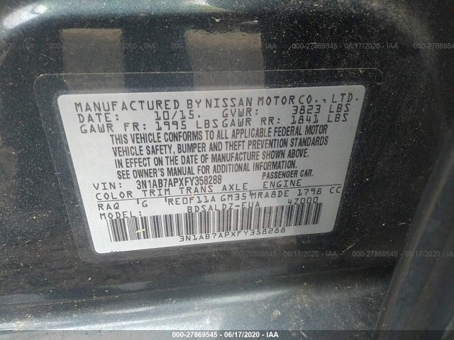 Photo 8 VIN: 3N1AB7APXFY358288 - NISSAN SENTRA 