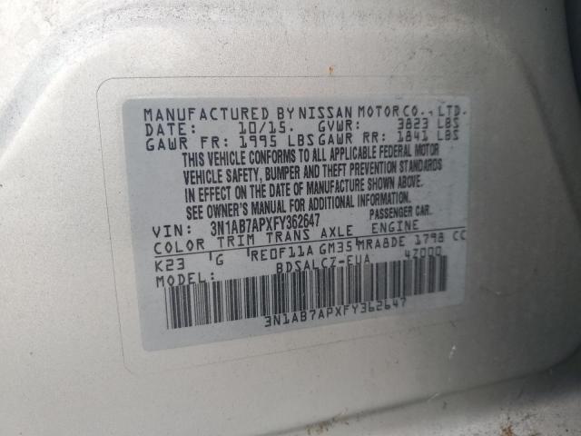 Photo 11 VIN: 3N1AB7APXFY362647 - NISSAN SENTRA S 